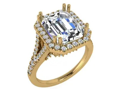 Emerald Halo Split Shank Ring 3565 3D print model