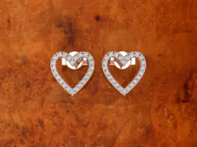 Diamond Heart Earring 3D print model