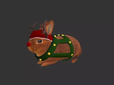 Christmas Rabbit Low-poly 3D model