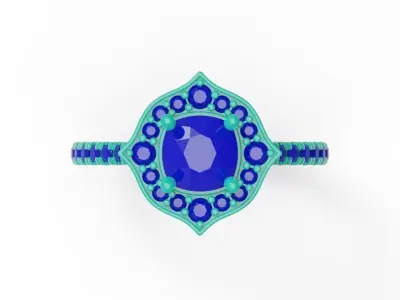 Halo Engagement Ring  02 3D print model