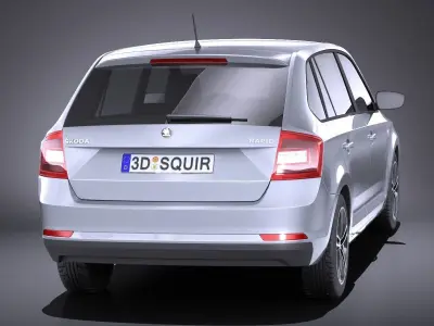 Skoda Rapid Spaceback 2017 VRAY 3D model