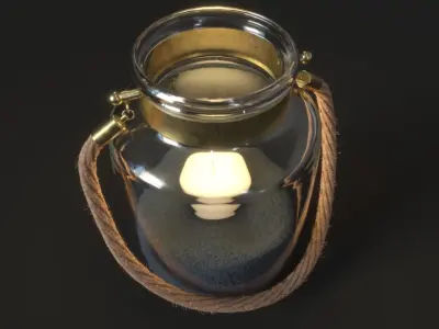 Candle Jar and Pinecones Low Poly Low-poly 3D model