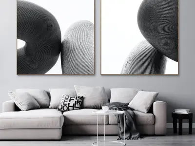 Plaster two square photo frames 30 Low-poly 3D model