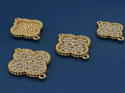bracelet necklace earings van clef 3D print model