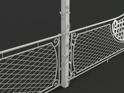 Wrought Metal Decorative Fence 3D model