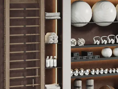 A Rack with gym equipment 01 3D model