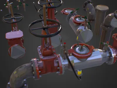 Backflow Water Pipe Constructor Low Poly ART Low-poly 3D model