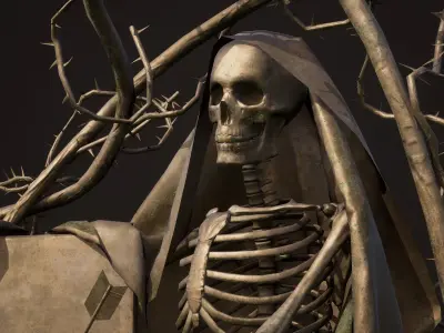 Skeleton sculpture Kit bash wines Low-poly 3D model