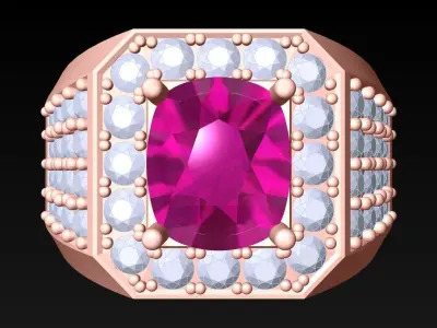 Oval Stone Ring - Mens Rings - N3186 3D print model