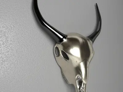 Deco Antler Scull Rose Gold Low-poly 3D model