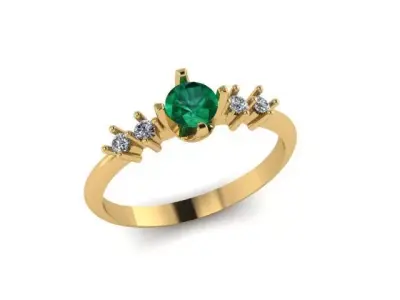 4mm Emerald Solitaire Engagement Ring 3D print model