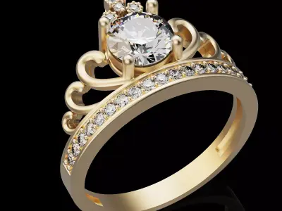 Crown ring sterling gold jewelry printable 3D model 3D print model