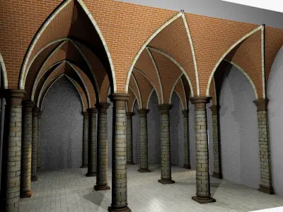 Vaulting 4-1  Renaissance  500cm spaced  with thick curbs Low-poly 3D model