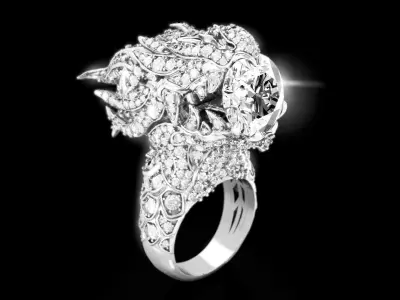 Luxury Diamond Dragon Ring 3D print model