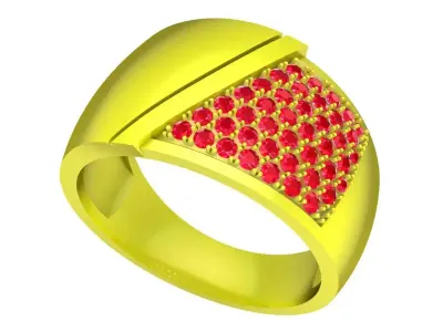 Luxury Diagonal Pave Gemstone Ring for Women 4521 3D print model