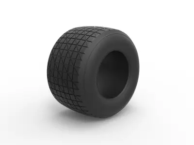 Dirt Sprint racing tire 16 Scale 1 to 25 3D print model