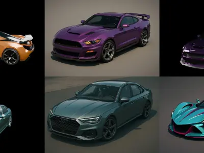 Sport Car bundle 12 pack 100 glb 3D model