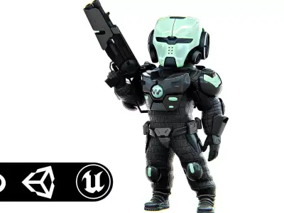 CYBER SOLDIER XC-600 Rigged for Unreal Engine - Unity - MIXAMO 3D model