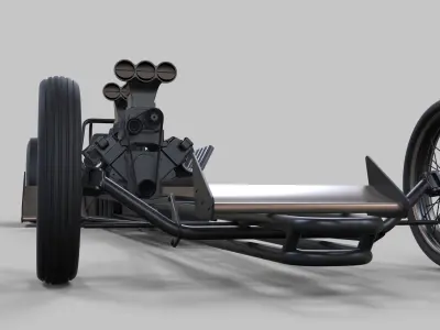 Front twin-engined dragster 3D model
