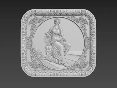 Bas-Relief  Maiden with harp 3D model