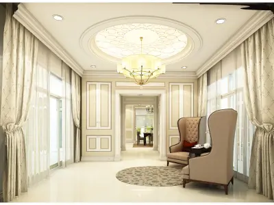 Interior decoration of the first floor of a large house 3D model