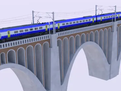 Viaduct with Hitachi Azuma train 3D model