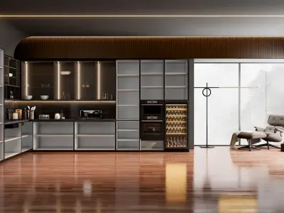 Kitchen fully parametric Resizable manufacturable 0075 3D model