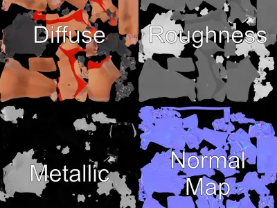 Dynamic Female Character in Red Bikini Rigged and Animated Low-poly 3D model