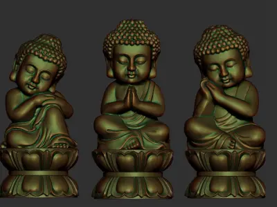 Four baby buddhas 3D print model