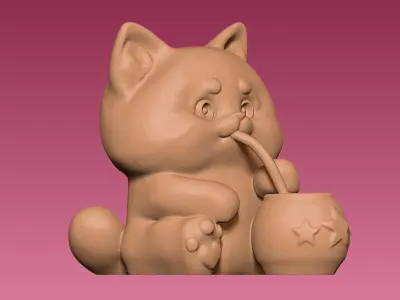 gatito con mate Argentino 3D print model