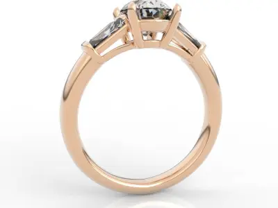 1 carat Oval engagement ring 3D print model