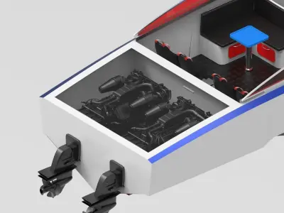Cigarette fast commuter boat with engine 3D model