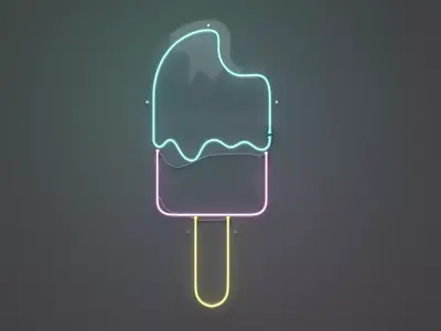 Ice Cream Pop - Neon Sign 3D model