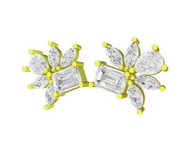 A7873 Fashion Diamond Stud Earrings 3D Model 3D print model