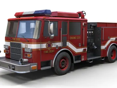 Generic fire truck Low-poly 3D model