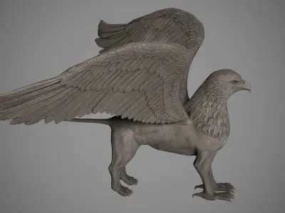 Griffin Statue Low-poly 3D model