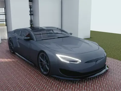 BLENDER EEVEE Brandless Sports GT coupe Low-poly 3D model