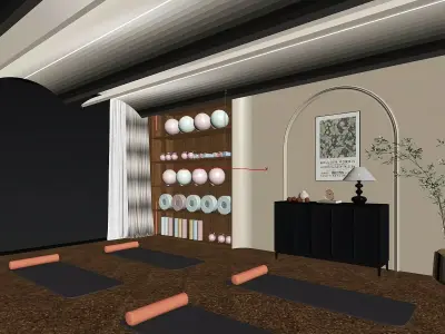 Modern Minimalist Yoga Studio 3D model