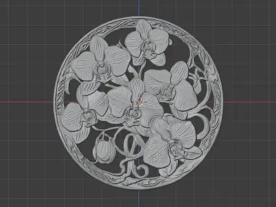 Classic circular carved decor ornament 10 3D print model
