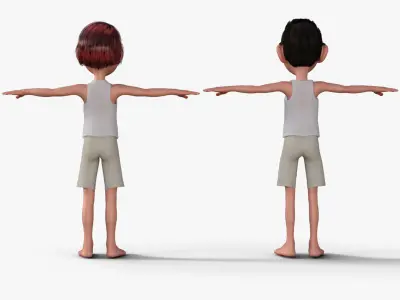 Cartoon Boy and Girl 3D Model 3D model