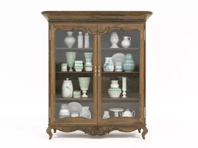 Classic Display Cabinet and Decoration 9 3D model