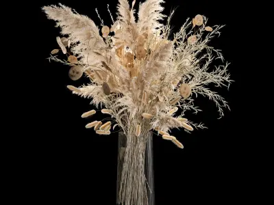 Luxury bouquet of reeds pampas grass and dried flowers 237 3D model