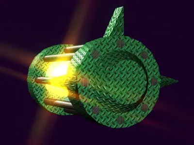 Flame Engine Piped Spaceship Low-poly 3D model