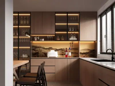 japanese living room dining room interior scenes 05 3D model