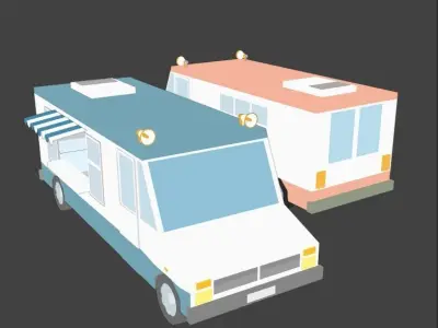 Ice Cream Van Low Polly  Low-poly 3D model