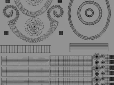 Fancy Vanity Chair - Gold Swirls and Velvet Low-poly 3D model