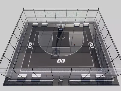 Basketball court STANDART 3X3 REVIT FAMILY 3D model