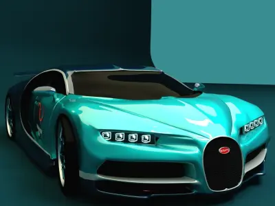 Bugatti Chiron Low-poly 3D model