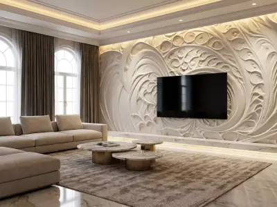 modern panel wall decor set relief stl mural CNC 191 3D model