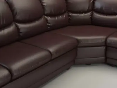 Overstuffed Leather Corner Sofa - Osvald - Long Version 3D model